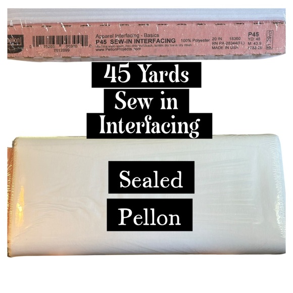 45 yards sew in  interfacing Pellon P45 20” whole bolt SEALED with cardboard NIP - Picture 1 of 8